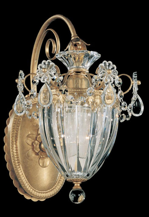 Schonbek Bagatelle 1 Light 120V Wall Sconce in Heirloom Gold with Radiance Crystal Model: 1240-22R