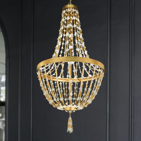 Schonbek Bali 26IN LED 3000 3500 4000K 120 277V Pendant in Heirloom Gold with Optic Crystal Model: S2826-22O