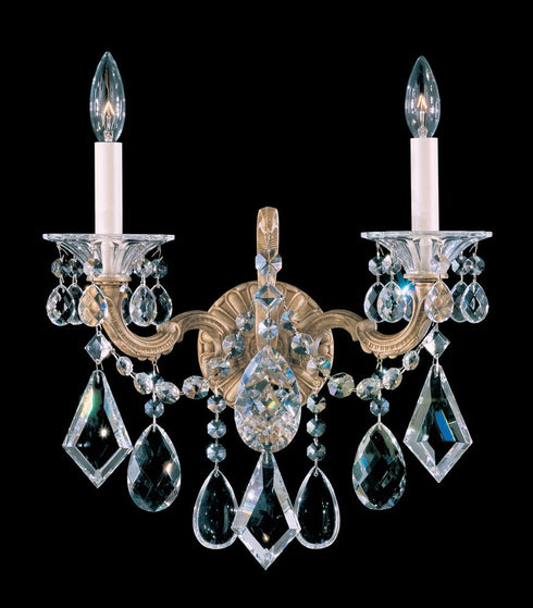 Schonbek La Scala 2 Light 120V Wall Sconce in Heirloom Gold with Radiance Crystal Model: 5001-22R