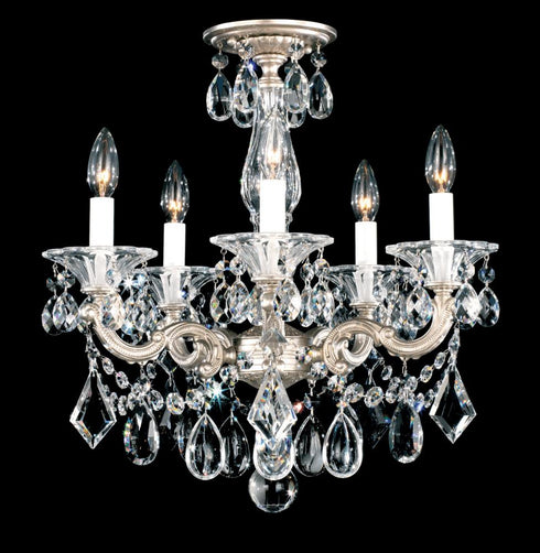 Schonbek La Scala 5 Light 120V Semi Flush Mount in Heirloom Gold with Radiance Crystal Model: 5345-22R