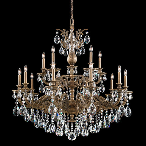 Schonbek Milano 15 Light 120V Chandelier in Heirloom Gold with Radiance Crystal Model: 5685-22R