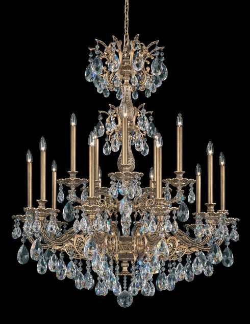 Schonbek Milano 15 Light 120V Chandelier in Heirloom Gold with Radiance Crystal Model: 5686-22R