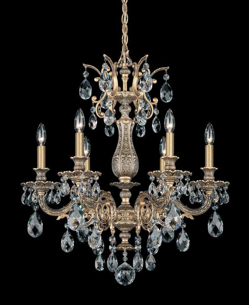 Schonbek Milano 6 Light 120V Chandelier in Heirloom Gold with Radiance Crystal Model: 5676-22R
