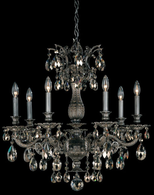 Schonbek Milano 7 Light 120V Chandelier in Heirloom Gold with Radiance Crystal Model: 5677-22R