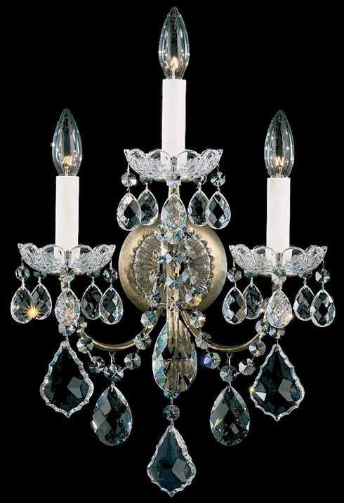 Schonbek New Orleans 3 Light 120V Wall Sconce in Heirloom Gold with Radiance Crystal Model: 3652-22R