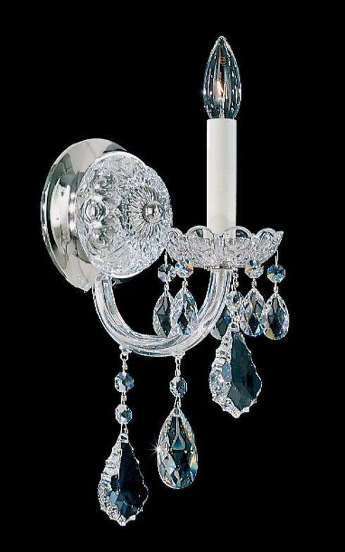 Schonbek Olde World 1 Light 120V Wall Sconce in Polished Silver with Radiance Crystal Model: 6805-40R