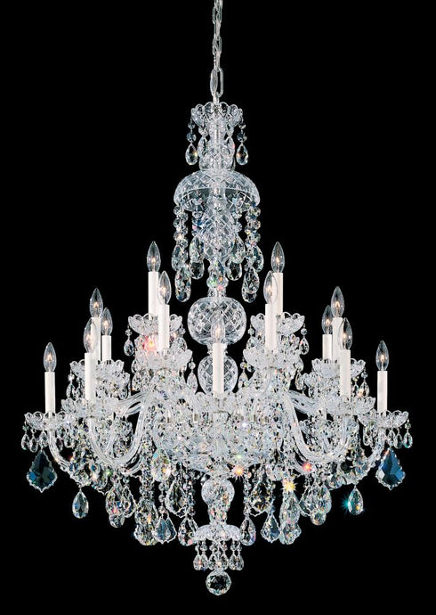 Schonbek Olde World 25 Light 120V Chandelier in Polished Silver with Radiance Crystal Model: 6860-40R