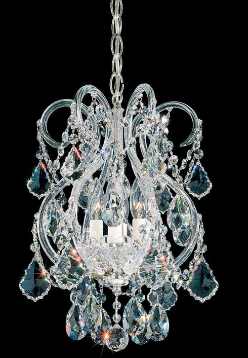 Schonbek Olde World 4 Light 120V Mini Pendant in Polished Silver with Radiance Crystal Model: 6809-40R