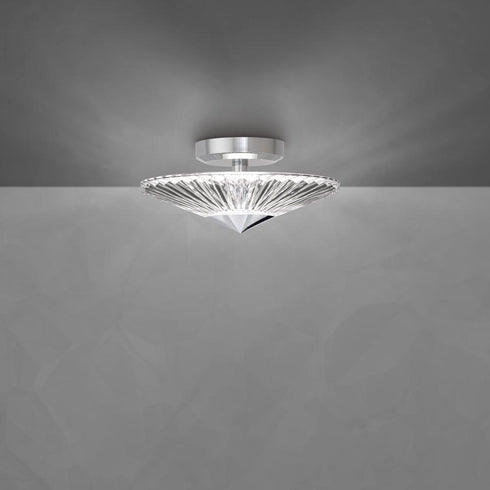 Schonbek Origami 12IN LED 3000 3500 4000K 120 277V Semi Flush Mount in Aged Brass with Heritage Handcut Model: S7212-700H