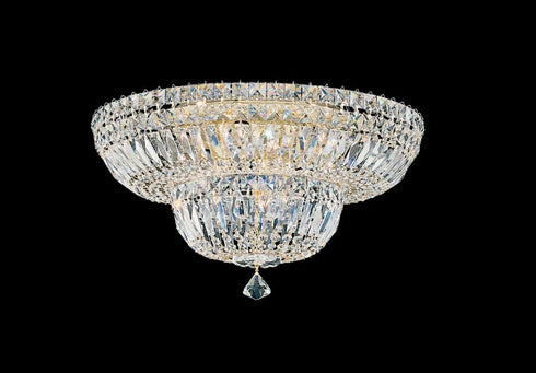 Schonbek Petit Crystal Deluxe 9 Light 120V Semi Flush Mount in Aurelia with Optic Crystal Model: 5894-211O