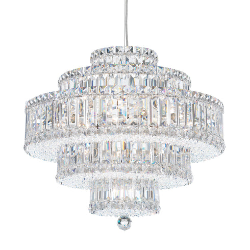 Schonbek Plaza 22 Light 120V Pendant in Polished Stainless Steel with Optic Crystal Model: 6673O