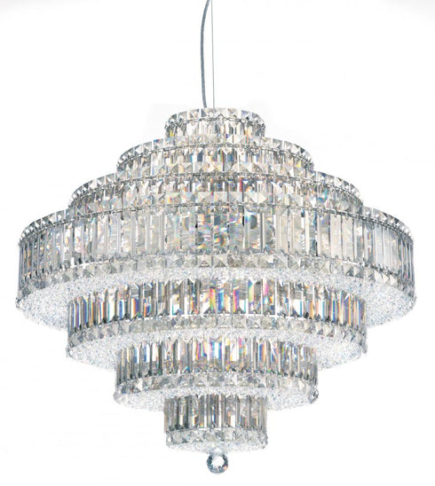 Schonbek Plaza 31 Light 120V Pendant in Polished Stainless Steel with Optic Crystal Model: 6677O