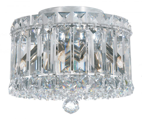 Schonbek Plaza 4 Light 120V Flush Mount in Polished Stainless Steel with Optic Crystal Model: 6690O