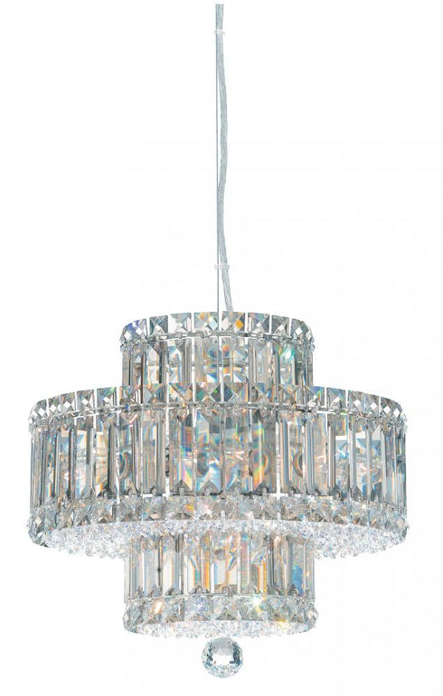 Schonbek Plaza 9 Light 120V Pendant in Polished Stainless Steel with Optic Crystal Model: 6671O