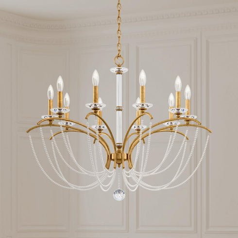 Schonbek Priscilla 10 Light 120V Chandelier in Heirloom Gold with Optic Crystal Model: BC7110N-22O