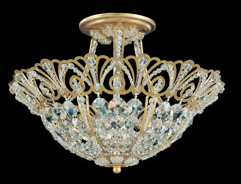 Schonbek Rivendell 5 Light 120V Semi Flush Mount in Heirloom Gold with Radiance Crystal Model: 9841-22R