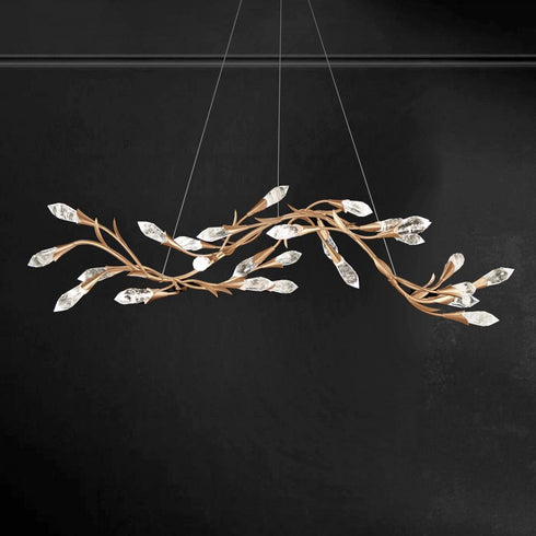 Schonbek Secret Garden 56IN LED 3500K 120V 277V Pendant in French Gold with Optic Haze Quartz Model: S2456-26OH