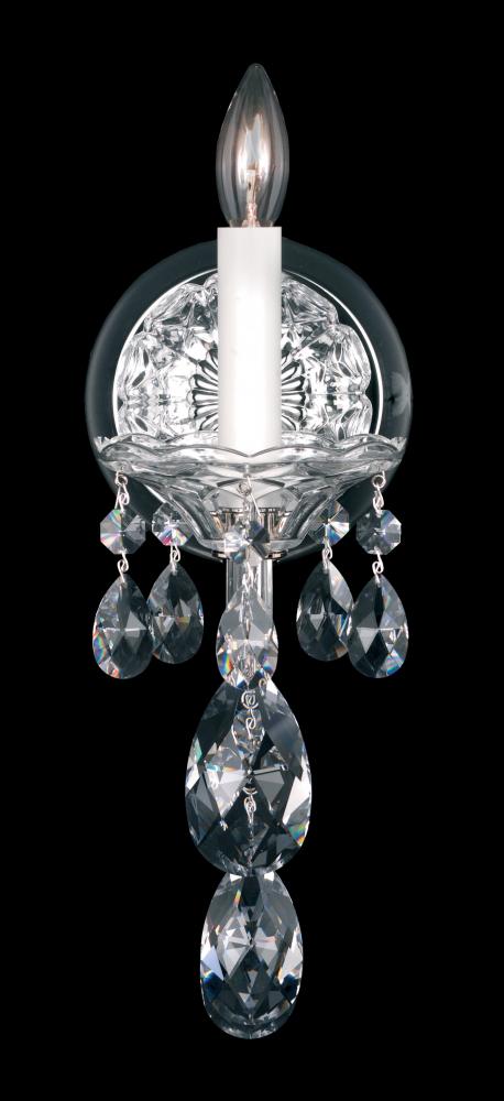 Schonbek Sterling 1 Light 120V Wall Sconce in Polished Silver with Heritage Handcut Crystal Model: 2990-40R