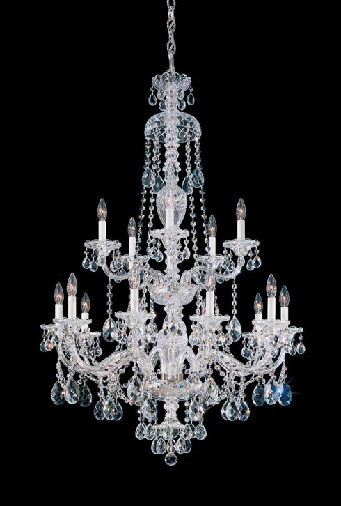 Schonbek Sterling 15 Light 120V Chandelier in Polished Silver with Heritage Handcut Crystal Model: 3608-40R