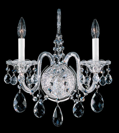 Schonbek Sterling 2 Light 120V Wall Sconce in Polished Silver with Heritage Handcut Crystal Model: 2991-40R