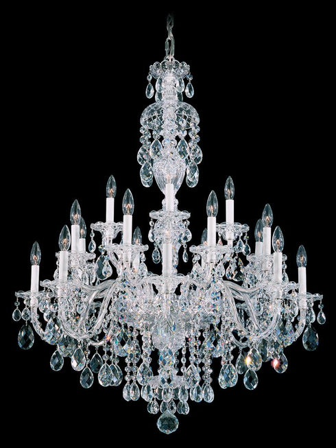 Schonbek Sterling 20 Light 120V Chandelier in Polished Silver with Heritage Handcut Crystal Model: 2998-40R