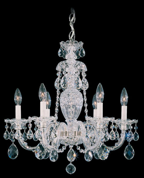 Schonbek Sterling 6 Light 120V Chandelier in Polished Silver with Heritage Handcut Crystal Model: 2994-40R