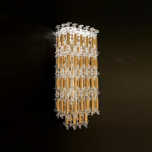Schonbek Tahitian 19IN LED 3000 3500 4000K 120V 277V Wall Sconce in Antique Silver with Optic Crystal Model: S8118-48O