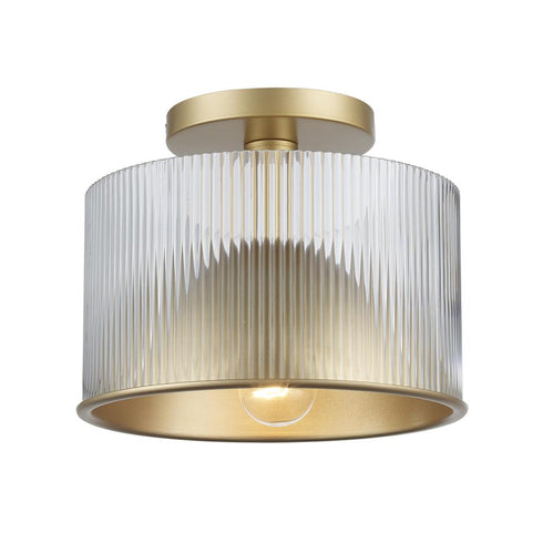 Trans Globe 1 Light Quartz Serenade Semi Flush Mount in Antique Gold Finish Model: 16241 AG