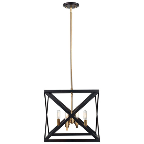 Trans Globe Ackerman 13 Inch Cage Pendant in Blac Brushed Nickel Finish Model: 71055 BK/BN