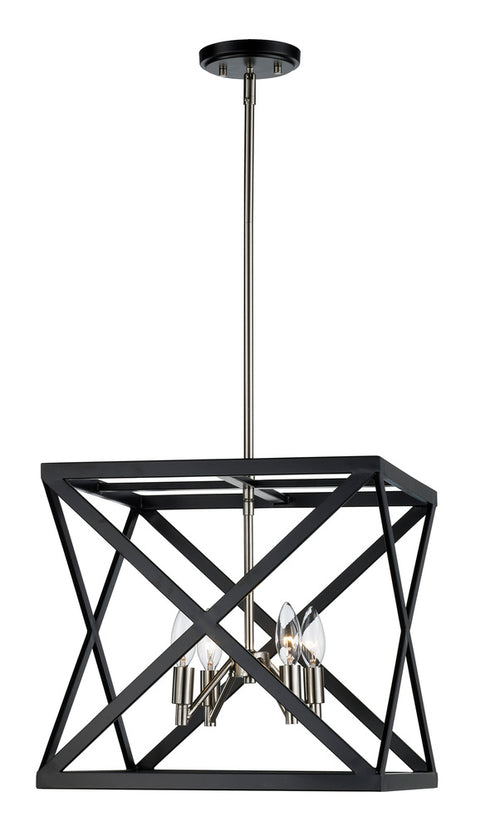 Trans Globe Ackerman 13 Inch Cage Pendant in Blac Brushed Nickel Finish Model: 71055 BK/BN