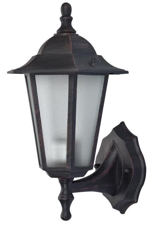 Trans Globe Alexander Outdoor 1 Light Frosted Glass and Metal Lantern with Scalloped Edge Wall Mount Plate in Rust Finish Model: 4055 RT