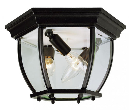 Trans Globe Angelus 3 Light FLUSH OUTD CURVED HEX OPEN in Black Finish Model: 4906 BK