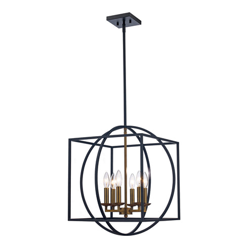 Trans Globe Arzio 6 Light Two Tone Cage Chandelier Model: 11186 AG-BK
