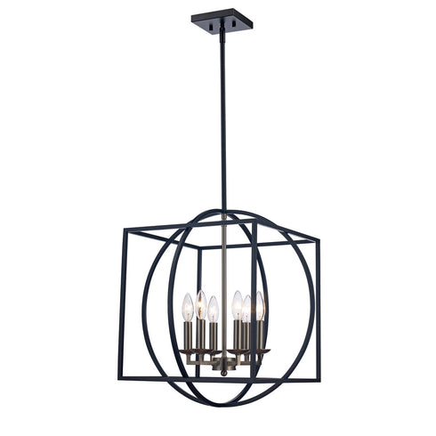 Trans Globe Arzio 6 Light Two Tone Cage Chandelier Model: 11186 AG-BK