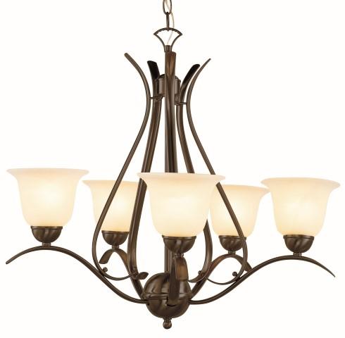 Trans Globe Aspen 5 Light CHANDELIER MARBLEIZED GLS in Brushed Nickel Finish Model: 9285 BN