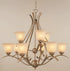 Trans Globe Aspen 9 Light 2TR CHANDELIER MRBLZD GLAS in Brushed Nickel Finish Model: 9289 BN