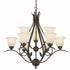 Trans Globe Aspen 9 Light 2TR CHANDELIER MRBLZD GLAS in Brushed Nickel Finish Model: 9289 BN