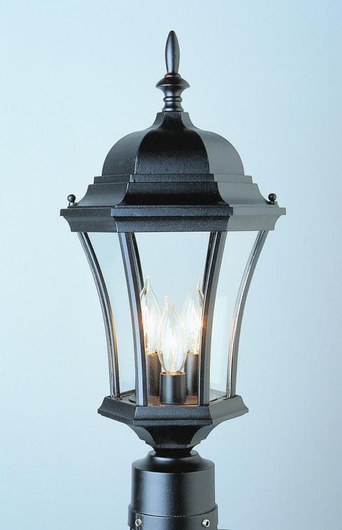 Trans Globe Burlington 3 LITE POST TOP With CONCA OG in Black Finish Model: 4504 BK