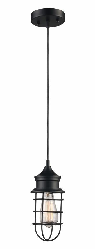 Trans Globe Camp 1 Light 1 Light MINI PENDANT INDUSTRIAL CA in Black Finish Model: PND-1028
