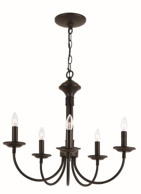 Trans Globe Candle 5 Light CHANDELIER J ARM BLACK F Model: 9015 BK