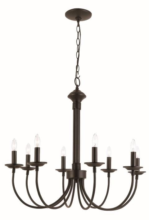 Trans Globe Candle 8 Light CHANDELIER J ARM BLACK F Model: 9018 BK