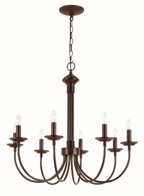 Trans Globe Candle 8 Light CHANDELIER J ARM BLACK F Model: 9018 BK