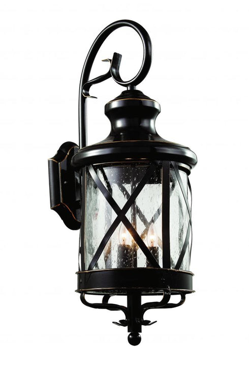 Trans Globe Chandler 3 Light Armed Coach style Outdoor Wall Lantern Light in Rubbed Oil Bronze Finish Model: 5121 ROB