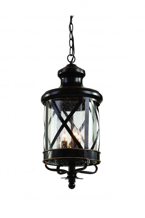 Trans Globe Chandler 4 Light Embellished Metal and Glass Outdoor Hanging Pendant in Rubbed Oil Bronze Finish Model: 5126 ROB