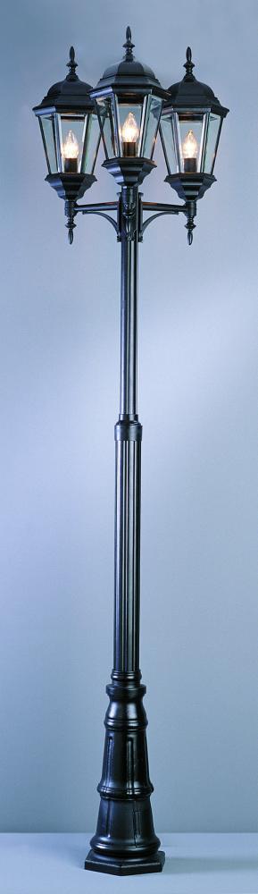 Trans Globe Classical 3 Light OUTDOOR POLE in Black Finish Model: 4995 BK