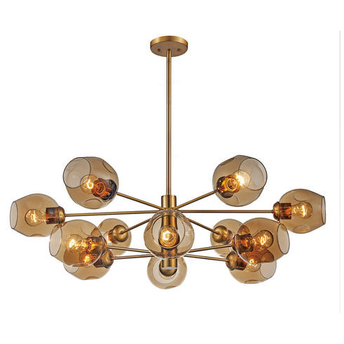 Trans Globe Clusters 12 Light PENDANT XIA CHAMPAGNE AG in Antique Gold Finish Model: PND-2127 AG