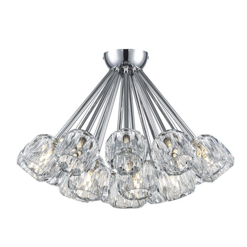 Trans Globe Crystal Court 19 Light Semi Flush Mount in Antique Gold Finish Model: 11739 AG
