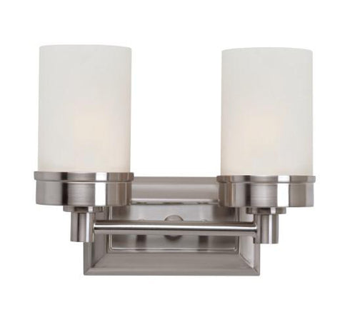 Trans Globe Fusion Collection 2 Light Shaded Bath Bar Vanity Wall Light in Brushed Nickel Finish Model: 70332 BN