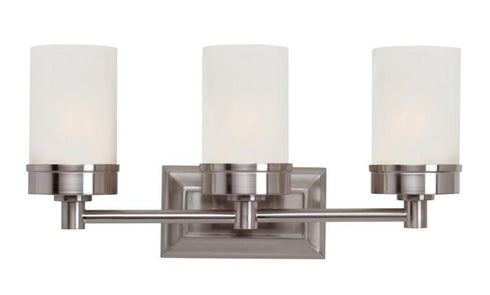 Trans Globe Fusion Collection 3 Light Shaded Bath Bar Vanity Wall Light in Brushed Nickel Finish Model: 70333 BN