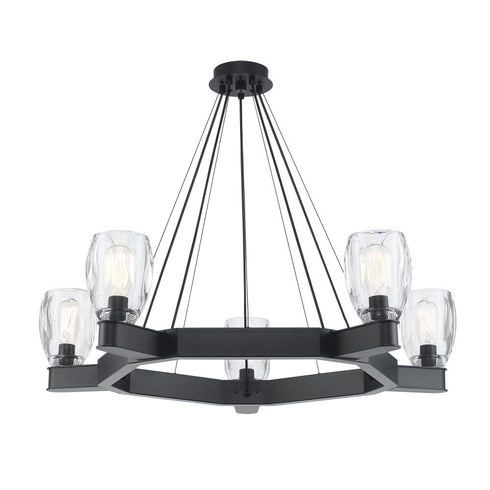 Trans Globe Harmony Hills 8 Light Dimmable Wagon Wheel Dining Chandelier in Black Finish Model: 11688 BK